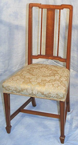 Pair antique chairs satinwood